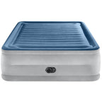Intex: Dura-Beam Deluxe Comfort-Plush Air Mattress - 22'' Queen Blue - Built-In Electric Pump, Durable Fiber-Tech, Carry Bag Inc