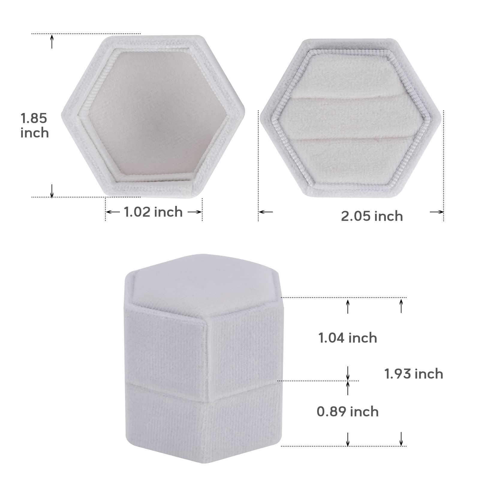 Smileshe Ring Box, Velvet Jewelry Boxes For Proposal Engagement Wedding Ceremony, Hexagon Mini Double Ring Slot Bearer Case With