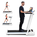 Goplus 3-In-1 Treadmill With Large Desk, 2.5Hp Folding Electric Treadmills, Led Display, Remote Control, Bluetooth Speakers, Wal