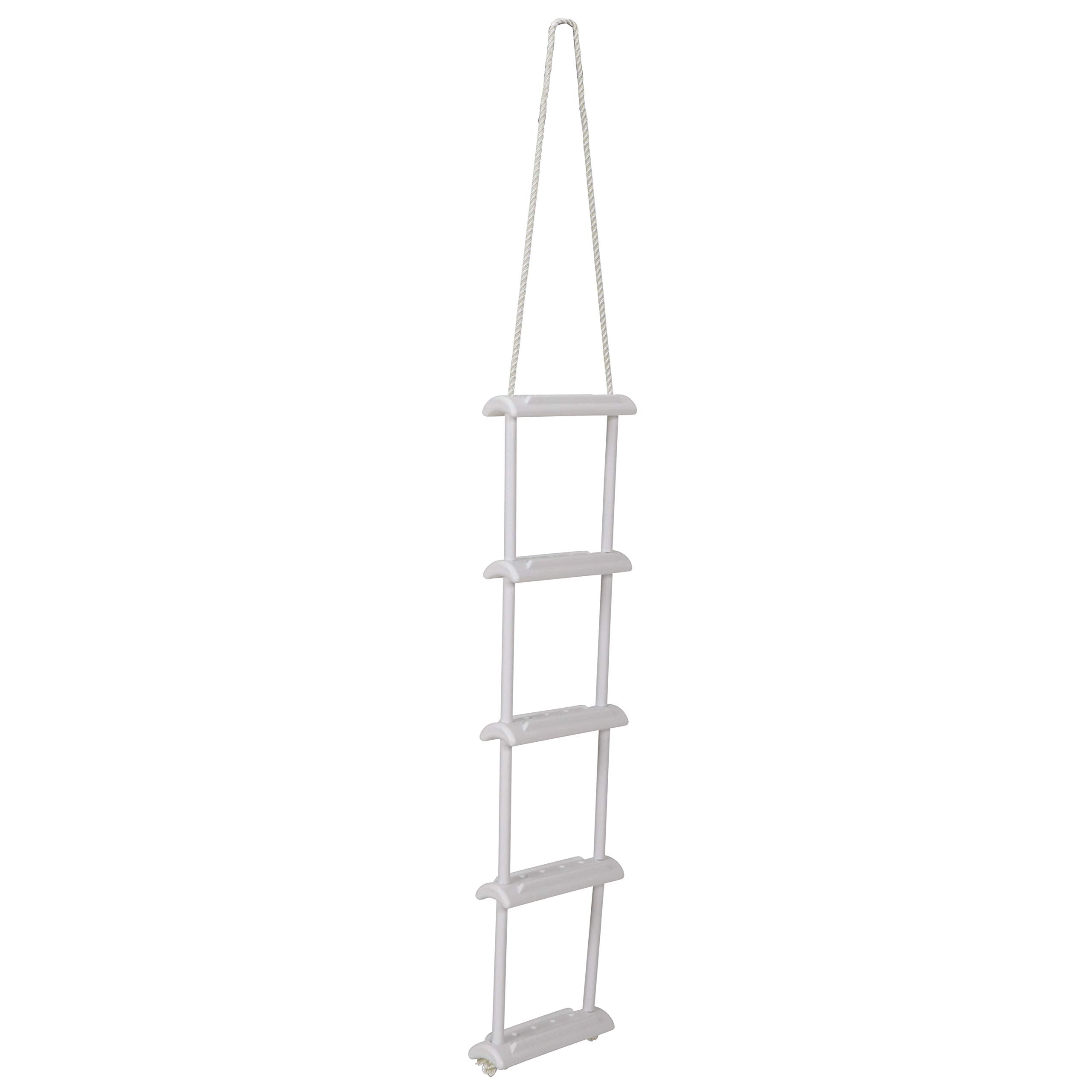 Attwood 11865-4 Rope Ladder, 5-Step, 11 -Inch-Wide Blow-Molded Steps, Textured Step Surfaces, Nylon Rope