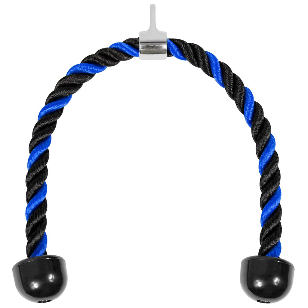 Yes4All Deluxe Blue Black Tricep Rope 36 Inches Black Cable Attachment, Pulley System Gym Pull Down Rope With Carabiner, Exercis