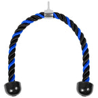 Yes4All Deluxe Blue Black Tricep Rope 36 Inches Black Cable Attachment, Pulley System Gym Pull Down Rope With Carabiner, Exercis