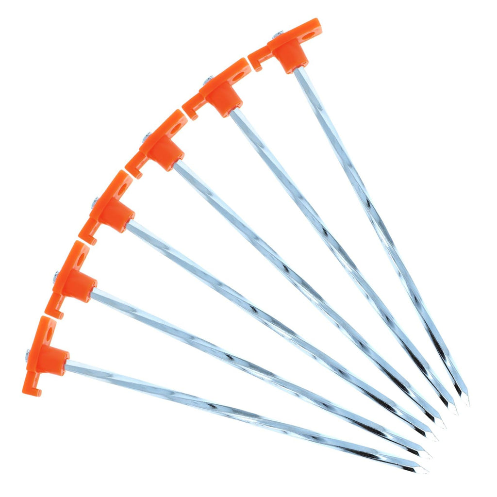 (6 Piece) Asr Outdoor Heavy Duty Tent Pegs - Orange