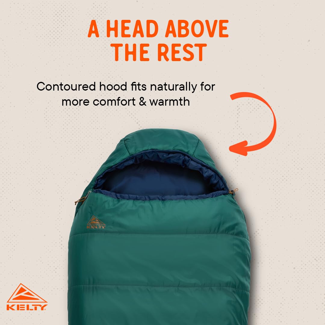 Kelty Mistral Down Sleeping Bag, 550 Fill Power Budget Down-Filled Camping Bag, Water Resistant, Lightweight, 3-Season, 2025 Upd