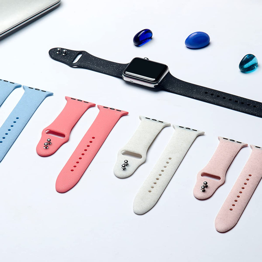 Libra Gemini 3 Pack Compatible With Apple Watch Band 49Mm 45Mm 44Mm 42Mm,Womens Sparkle Powder Soft Cute Silicone Sports Iwatch