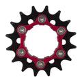 Origin8 Ultim8 Single Speed Cassette Cog W/ 6B Disc Mount,16T X 3/32'', Black/Red
