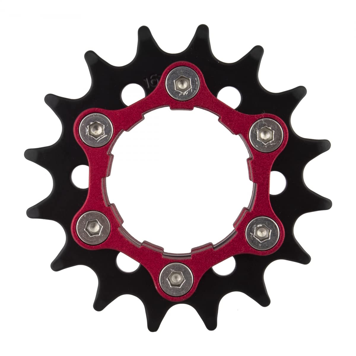 Origin8 Ultim8 Single Speed Cassette Cog W/ 6B Disc Mount,16T X 3/32'', Black/Red