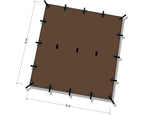 Dd Hammocks - Dd Tarp 4X4 - Coyote Brown (13Ft X 13Ft) - 100% Waterproof Lightweight & Multifunctional Rainfly Square Tarp Tent
