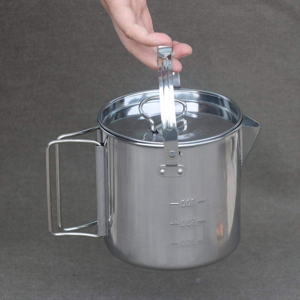 Pasamer 1.2L Camping Tea Kettle, Outdoors Camping Pot Portable Folding Hiking Pot Stainless Steel Kettle Cookware Coffee Tea Pic