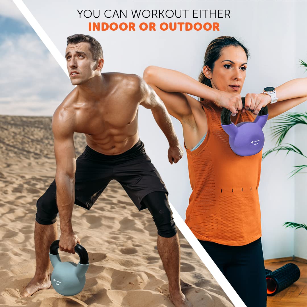 Gymenist Kettlebell Fitness Iron Weights With Neoprene Coating Around The Bottom Half Of The Metal Kettle Bell (5 Lb)
