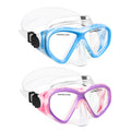 ACQCES Kids Swim Goggles Snorkel Diving Mask for Boys Girls Ages 5-15, Two-Color Anti-Fog Swimming Goggles with Nose Cover (2PCS