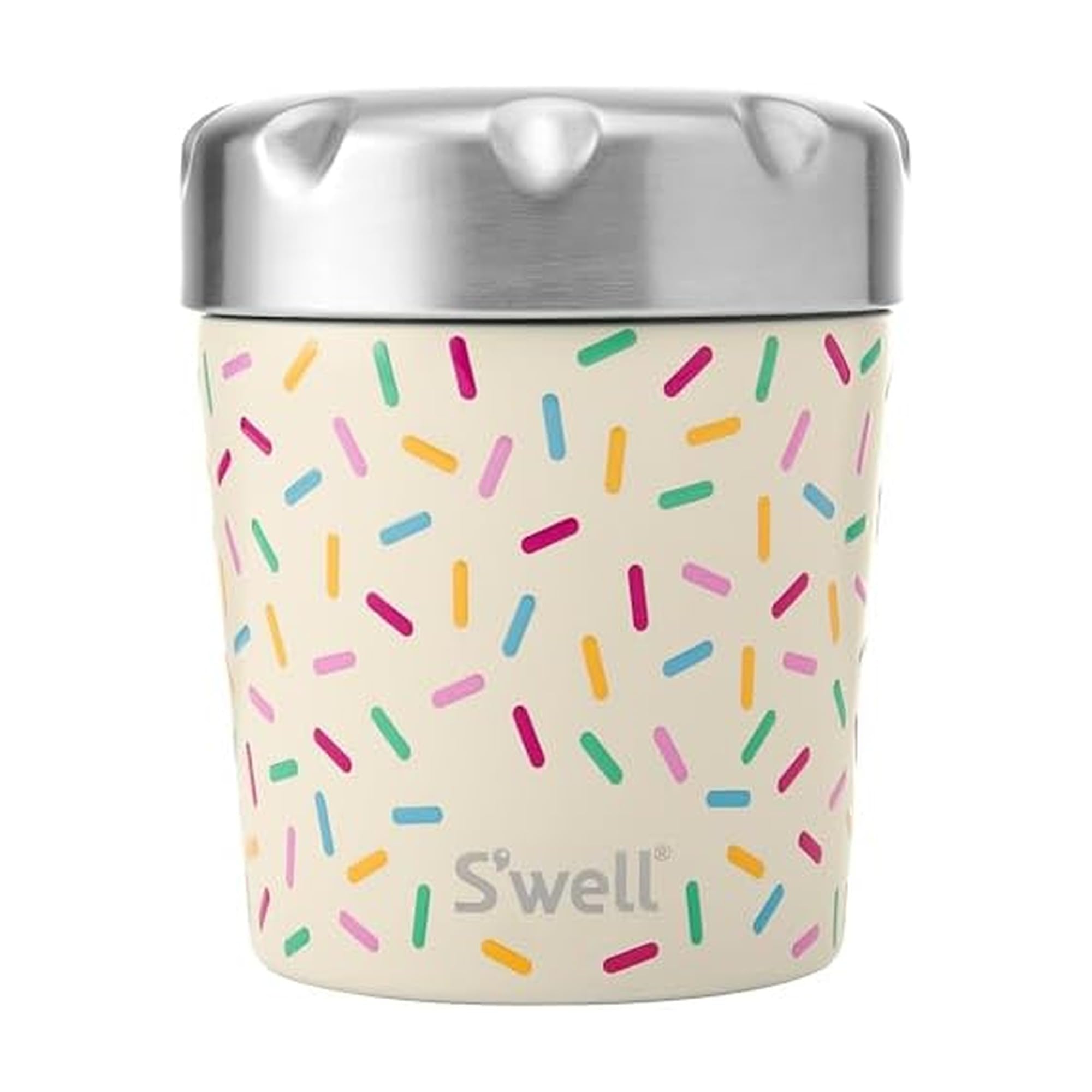 SWell Stainless Steel Ice Cream Chiller, 16Oz, Sweet Sprinkle, Triple Layered Vacuum Insulated Container Keeps Ice Cream Frozen
