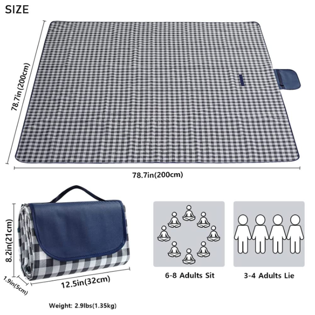 Pupopik Outdoor Picnic Blanket, Xl Foldable Waterproof Sand Beach Mat, Extra Large 80X80In For Beach Camping Hiking Travel Famil