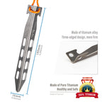 Tito 6 Pack Titanium Tent Stakes 10X10X160Mm V-Shaped Windproof Tent Nail Pegs With Carrying Pouch For Camping, Hiking, Gardenin