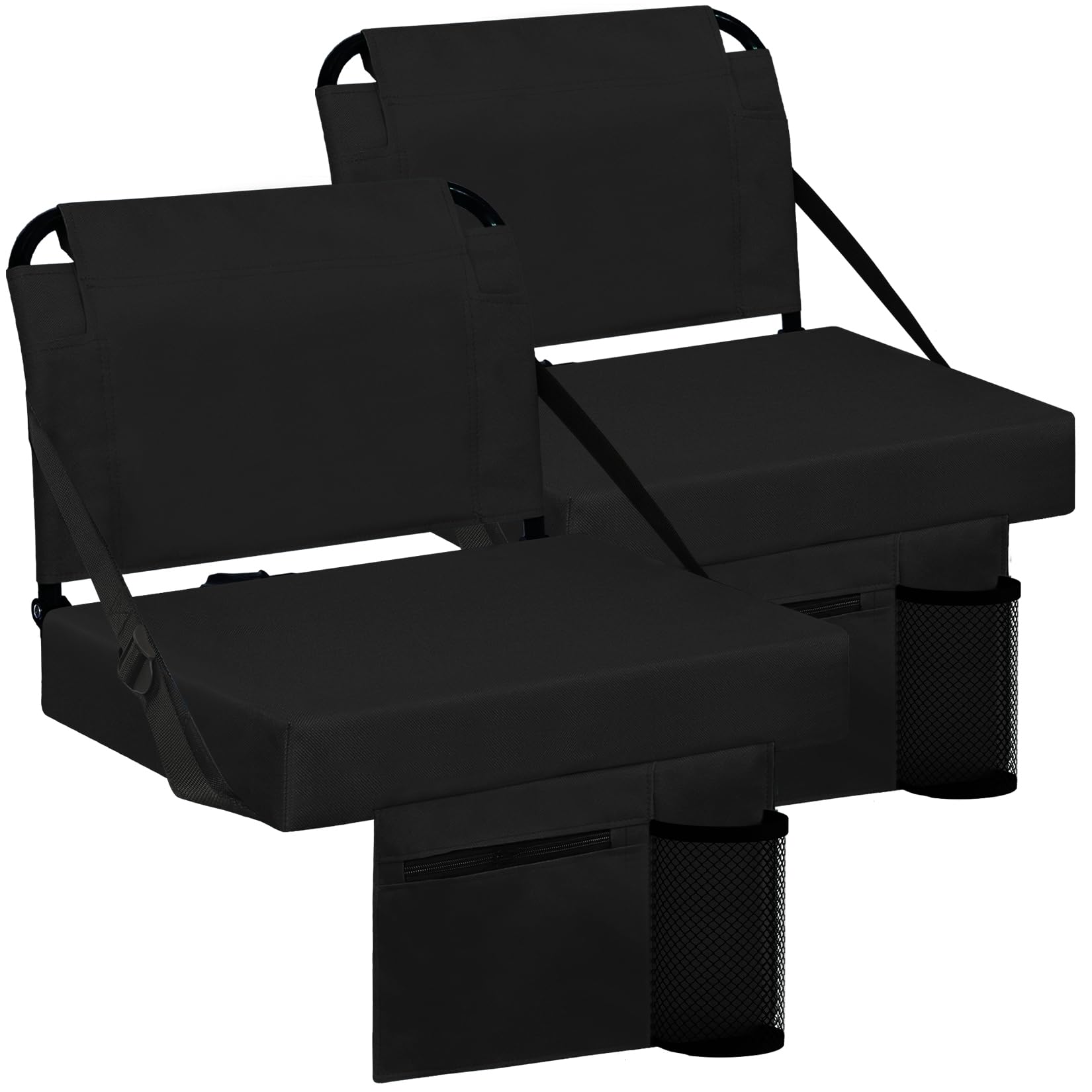 Besunbar Stadium Seats for Bleachers 2 Pack w/Back Support Bleacher Seat Soft Cushion Light Weight Includes Shoulder Strap & Cup