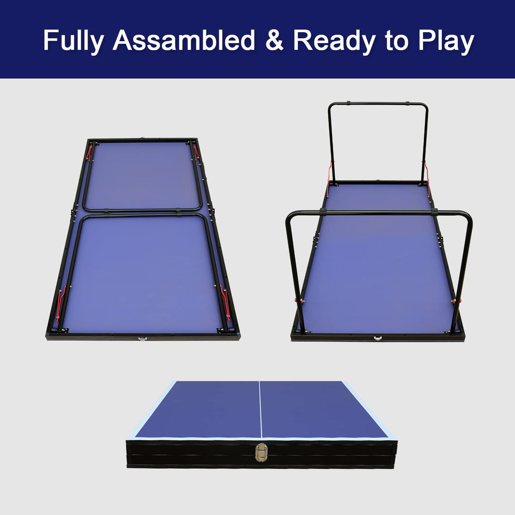 Hookung Table Tennis Table Ping-Pong Tables Set - 100 Preassembled Foldable & Portable Ping Pong Family Game Tables For Outdoor