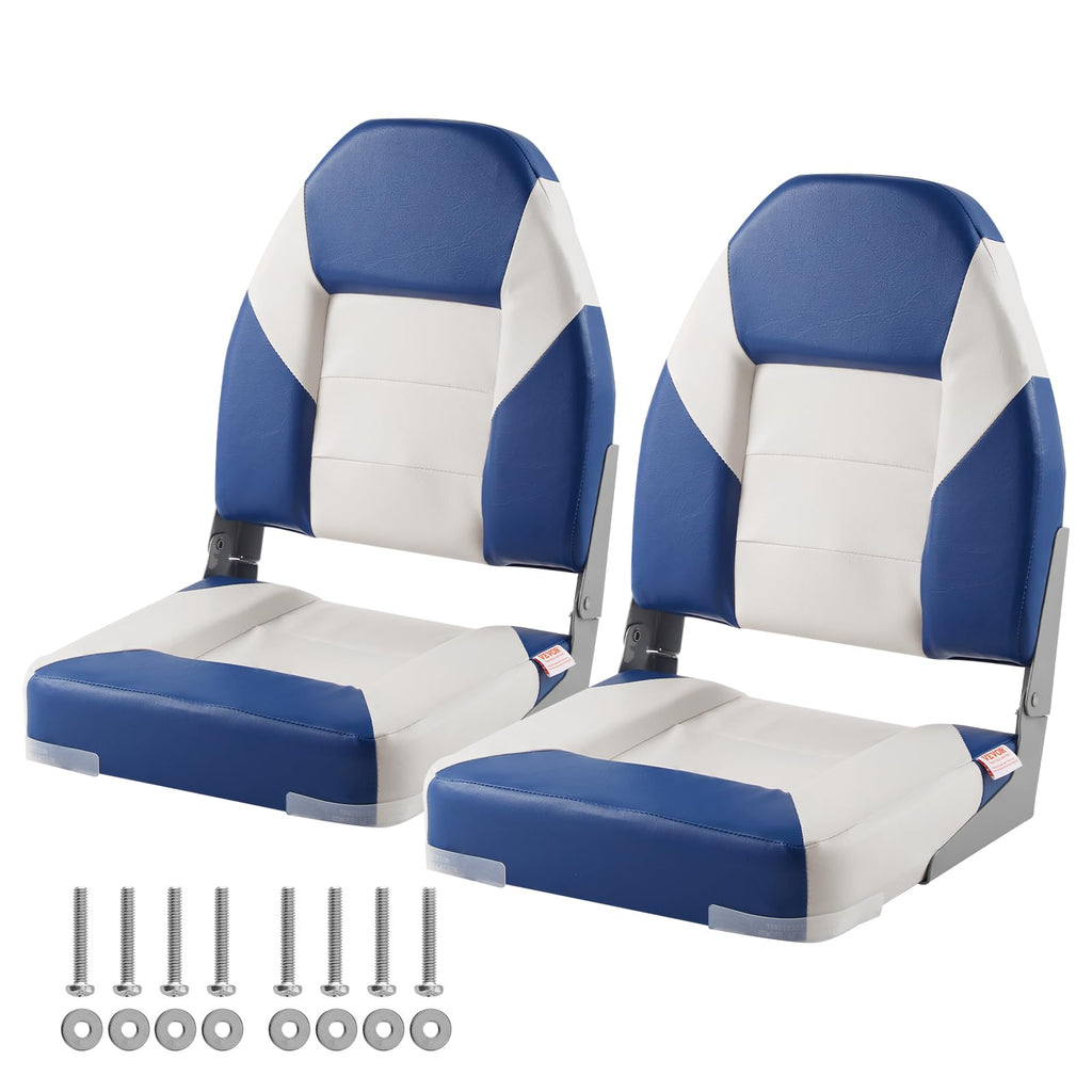 Vevor 2-Pack 21.85 High Back Boat Seat With Thickened Sponge Padding And Hinge, Fold-Down Boat Captain Chairs, Easy To Store, Id