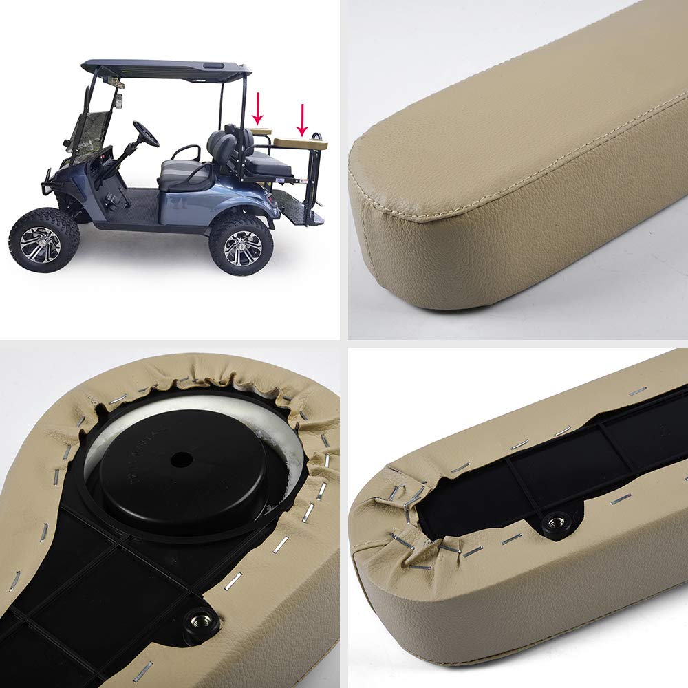 Vrracing 1 Pair Rear Armrest Cushion With Holder Cup For Club Car,Compatible For Yamaha,For Ezgo Golf Cart Beige