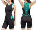 Santic Triathlon Suit for Women tri Suit Back Zipper One-Piece Swimsuits Quick-Dry with Padding(Green,L)