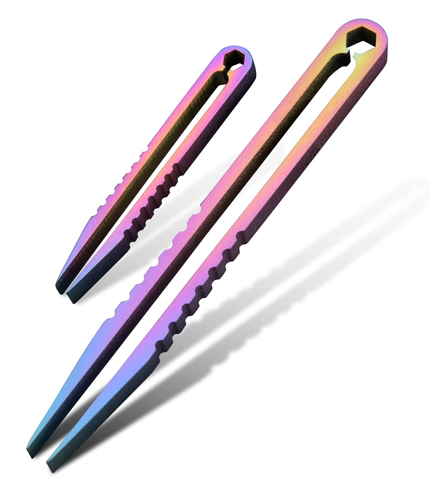 Canku 2Pcs Mini Tweezers Titanium Portable Titanium Alloy Edc Tweezers Survival Camping Outdoor Travel Mini Tool(Color)
