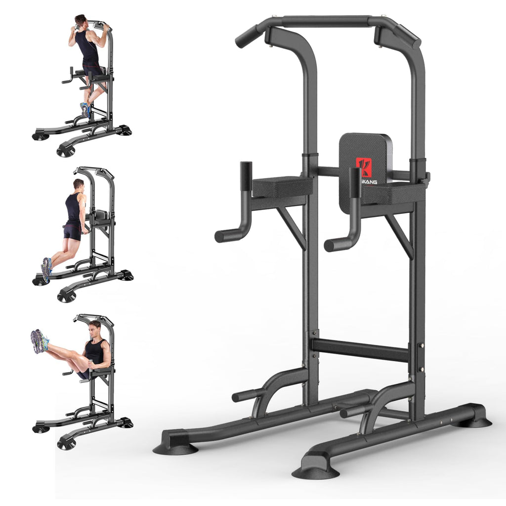 Power Tower Adjustable Height Pull Up Dip Station Multi-Function Home Strength Training Fitness Workout Station For Home Gym (K)