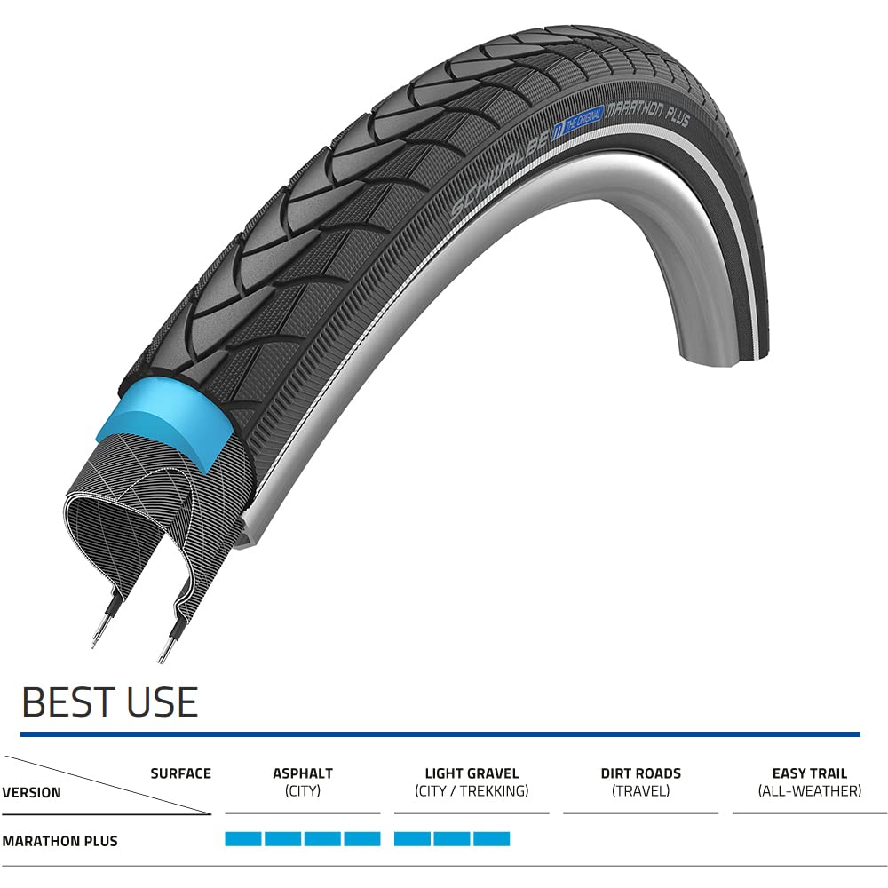Schwalbe Marathon Plus Hs 440 Road Bike Tire (700X38, Allround Wire Beaded, Reflex)