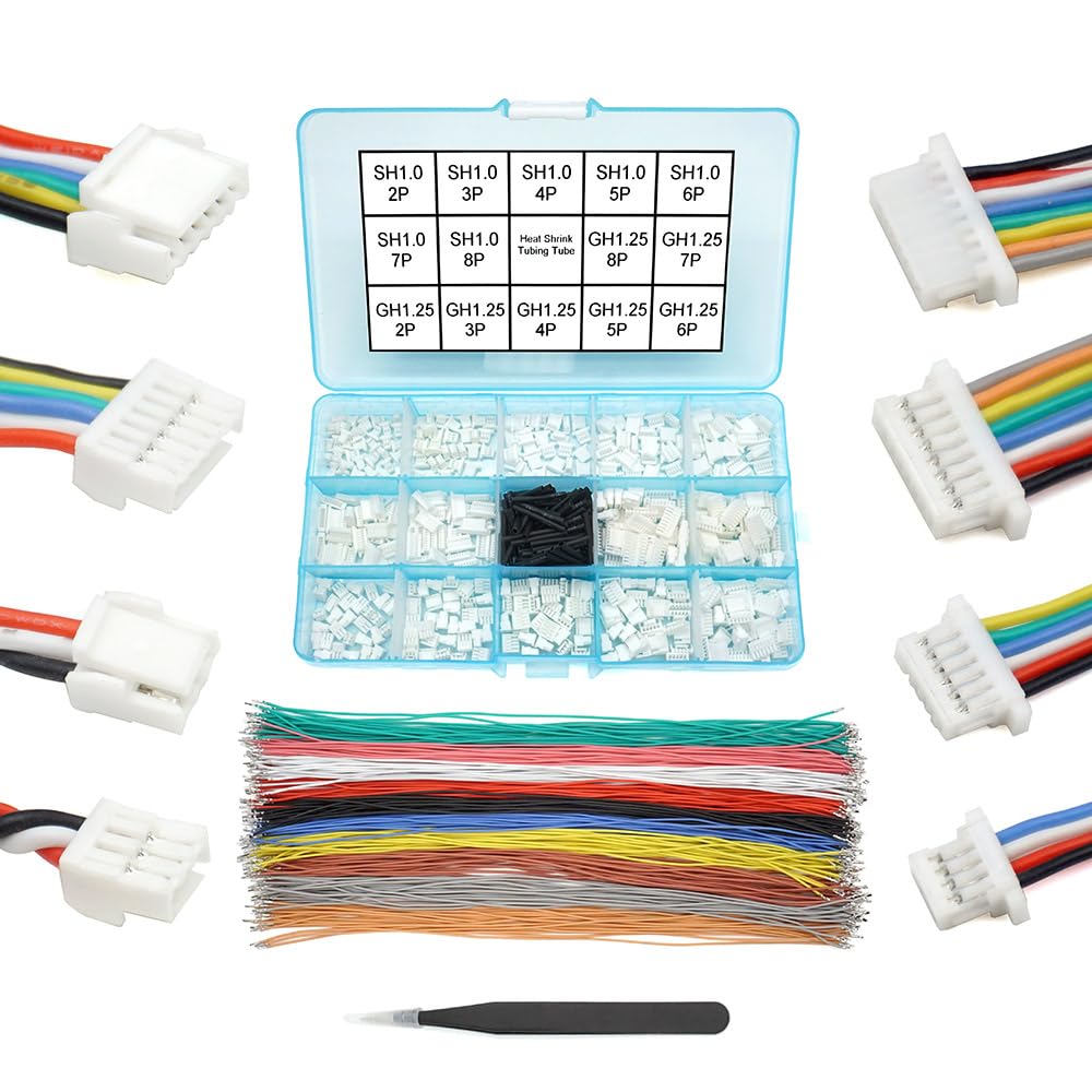 Gh1.25 To Sh1.0 PreCrimped Cables And Connectors Kit Compatible With Jst Gh 1.25Mm And Jst Sh 1.0 Mm For Pixhawk Cube 6C 6X Pix