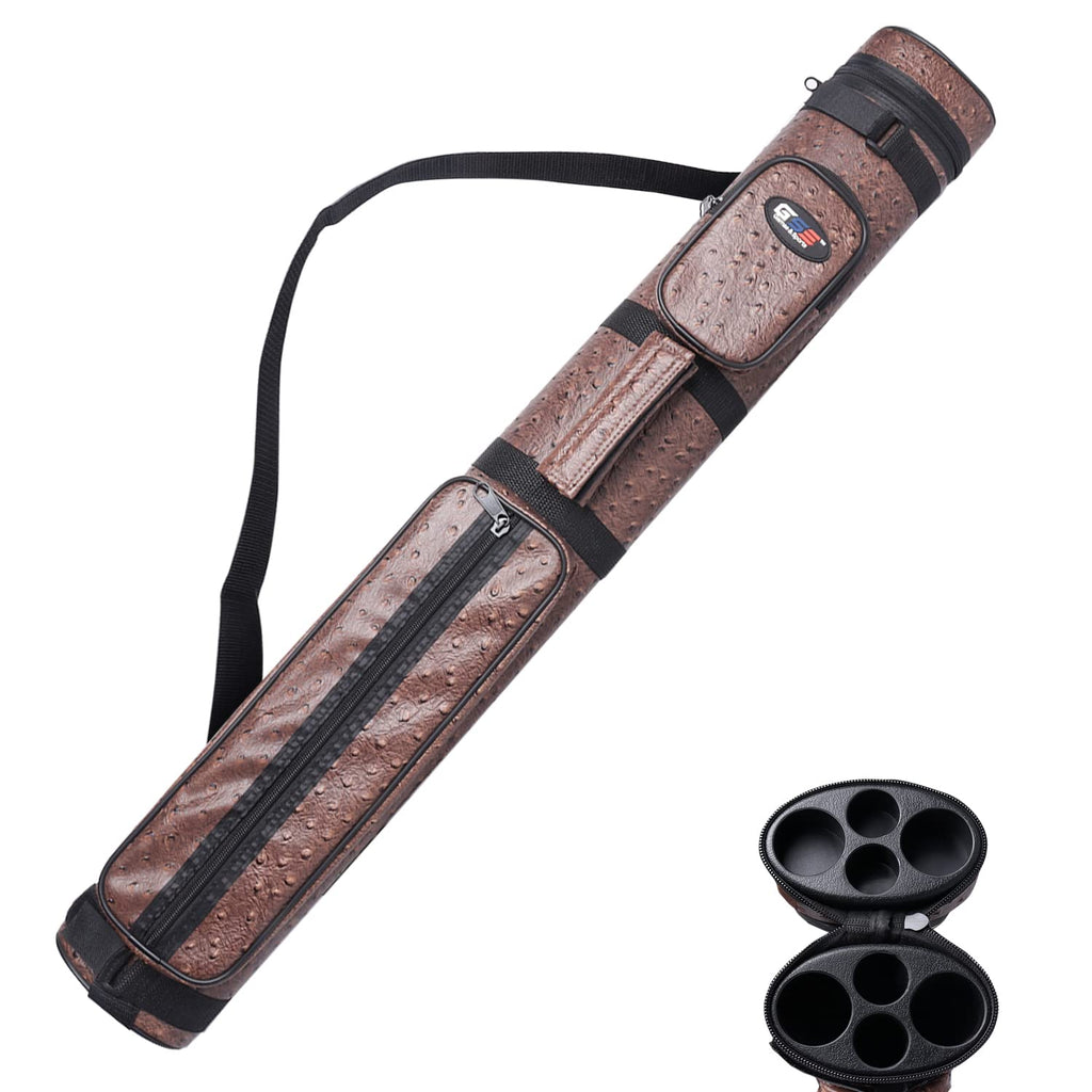 Gse 2X2 Deluxe Hard Billiard Pool Cue Stick Carrying Case, Billiard Cue Case, Billiards Accessories (Oval - Brown)