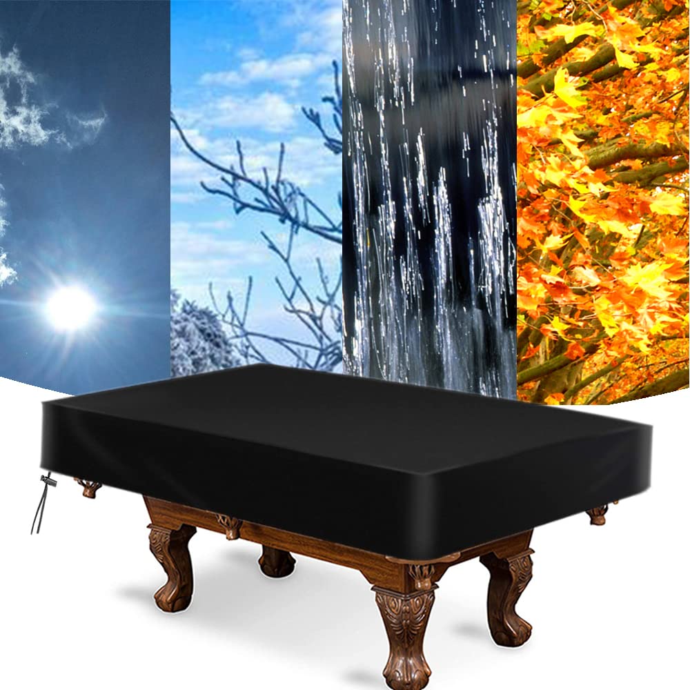 Amberr Billiard Pool Table Cover,Waterproof Cover For Pool Table Snooker Billiard Table 7/8/9 Foot Fitted (9 Foot:112X62X8In)