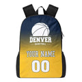 Personalized Denver Basketball Sports Backpack Custom City Fan Gift Shoulder Bag Add Name and Number Casual Bag
