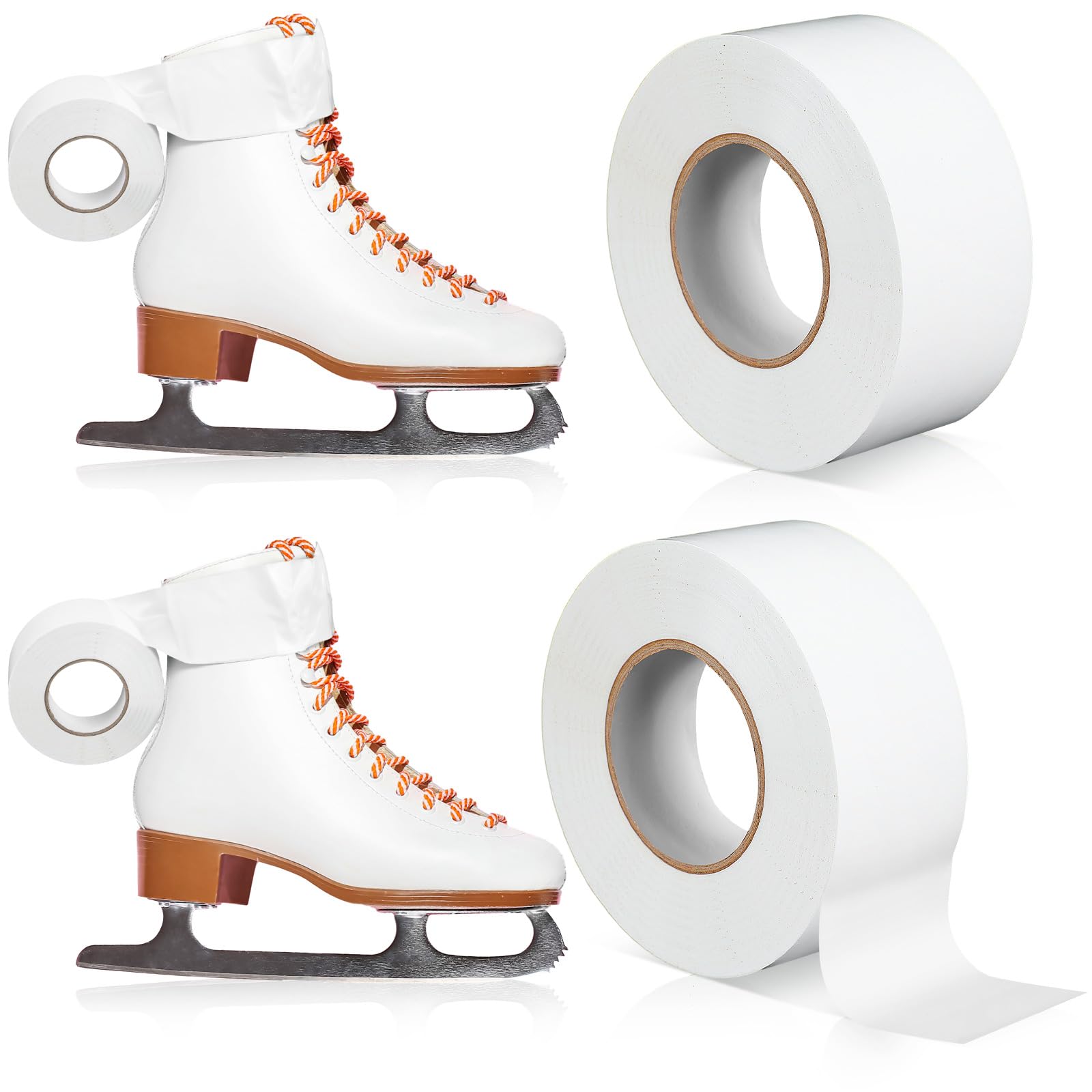 Jexine 2 Roll 98ft White Figure Skate Tape 1.5 Inch Waterproof Sport Tape for Athletic Hockey Ice Skating Boots Laces Protector 