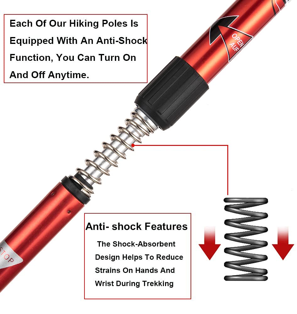 Aihoye Hiking Trekking Poles, 2 Pack Collapsible,Lightweight, Anti Shock, Hiking Or Walking Sticks,Adjustable Hiking Pole For Me