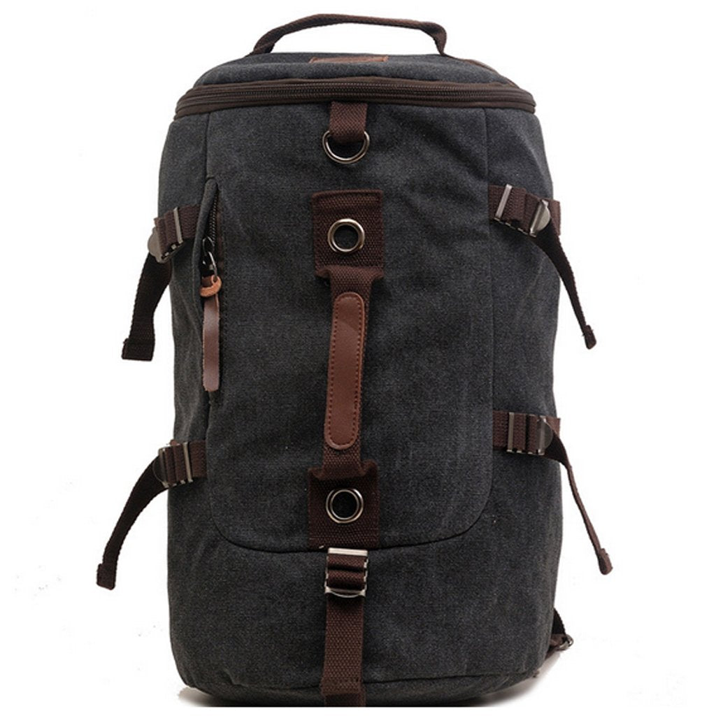 Magideal Men Detachable Long Sling Shoulder Strap Hiking Camping Travel Backpack Messenger Tote Bag Handbag Black