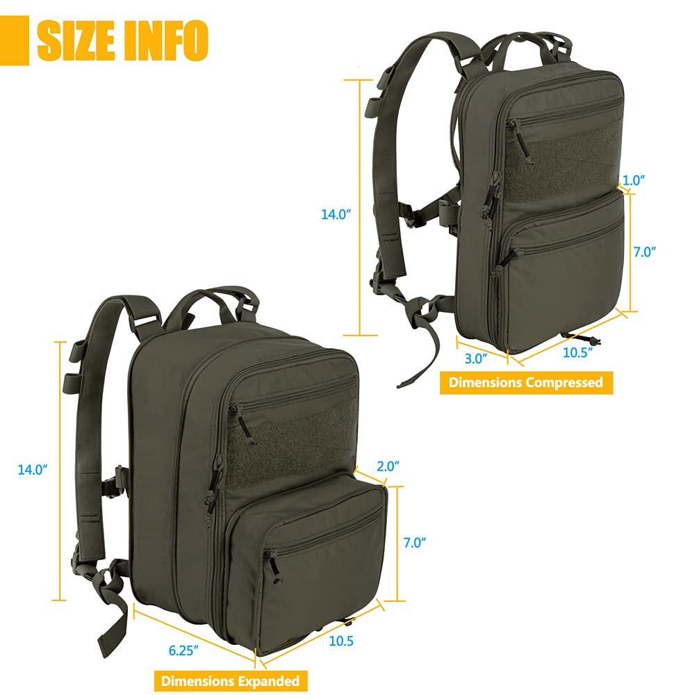 Krydex Tactical Expandable Backpack Molle Backpack For Travelling Hiking Hunting (Bk)