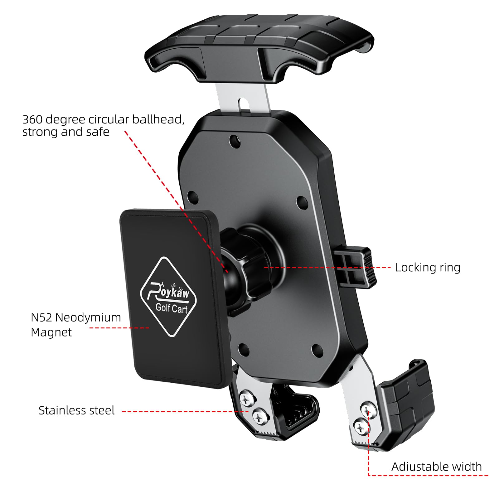 Roykaw Golf Cart Magnetic Phone Holder Mount Compatible With Ezgo/Club Car/Yamaha, Compatible With Iphone/Galaxy/Google Pixel, U