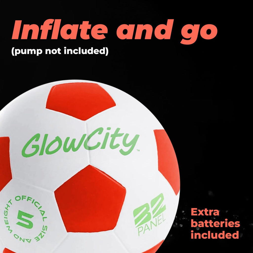 Light Up-Soccer Ball Size 5|Glow In The Dark|Official Size And Weight|Uses 2 Hi-Bright Led Lights|Perfect For A Night Match In T