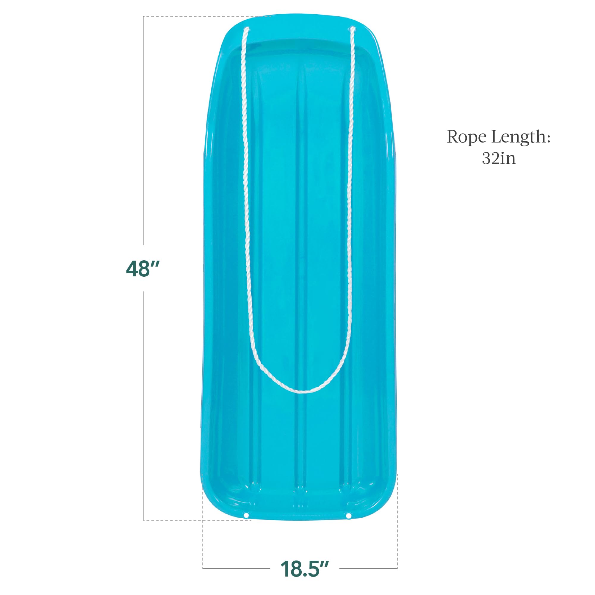 Best Choice Products 48In Kids Plastic Toboggan Snow Sled W/Pull Rope - Ice Blue