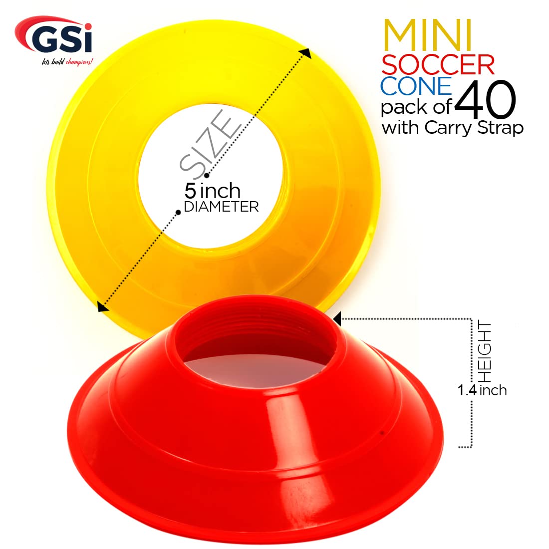 Gsi Mini Cones For Sports | Pack Of 40 | Comes With Shoulder Strap | For Agility Training Drills