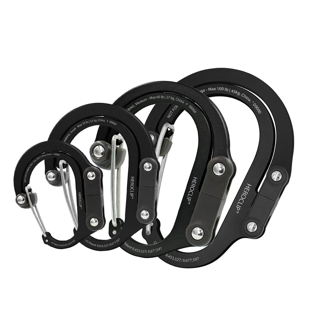 Gear Aid Heroclip Carabiner Gear Clip And Hook (Large, Medium, Small, Mini) For Camping, Backpack, Suitcases, Purse And Garage O