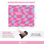 Hiwoss Beach Blanket Waterproof Sandproof Oversized 95   X 80   ,Sand Free Beach Mat With Corner Pockets,Portable Mesh Bag For T