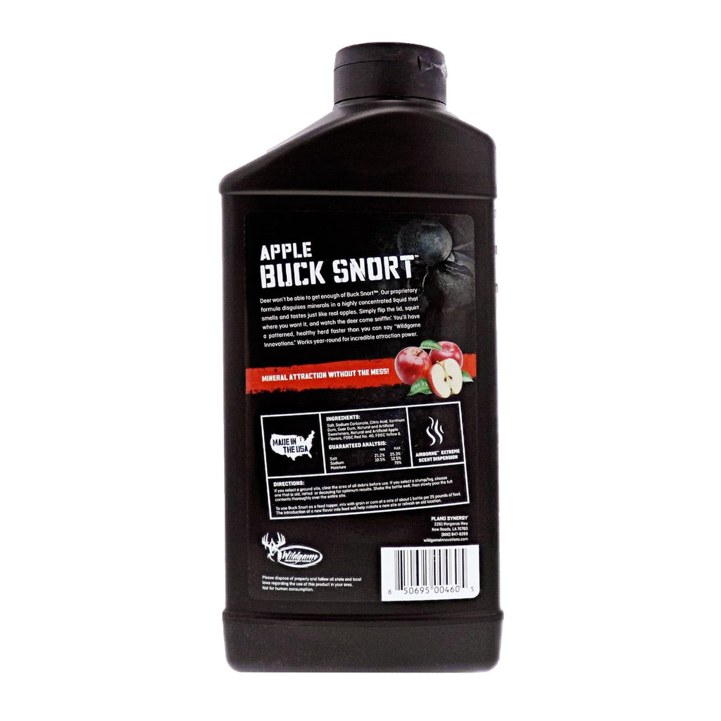 Wildgame Innovations Buck Snort Apple Concentrated Deer Attractant, 40 Oz Effective Year-Round Long-Lasting Liquid Mineral With