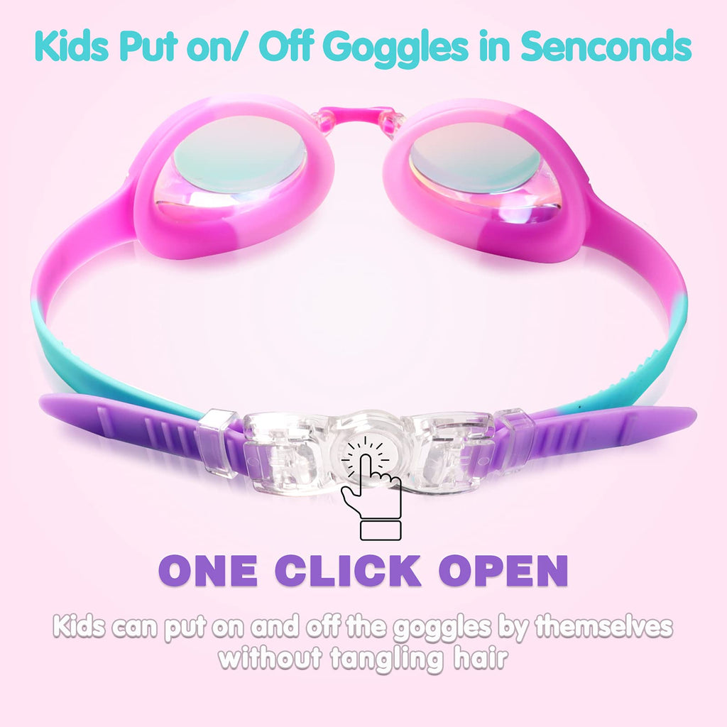 Keary Kids Swim Goggles Swimming Goggles For Toddler Children Girls Boys Youth, Anti-Fog Waterproof Uv Protection Clear Vision M
