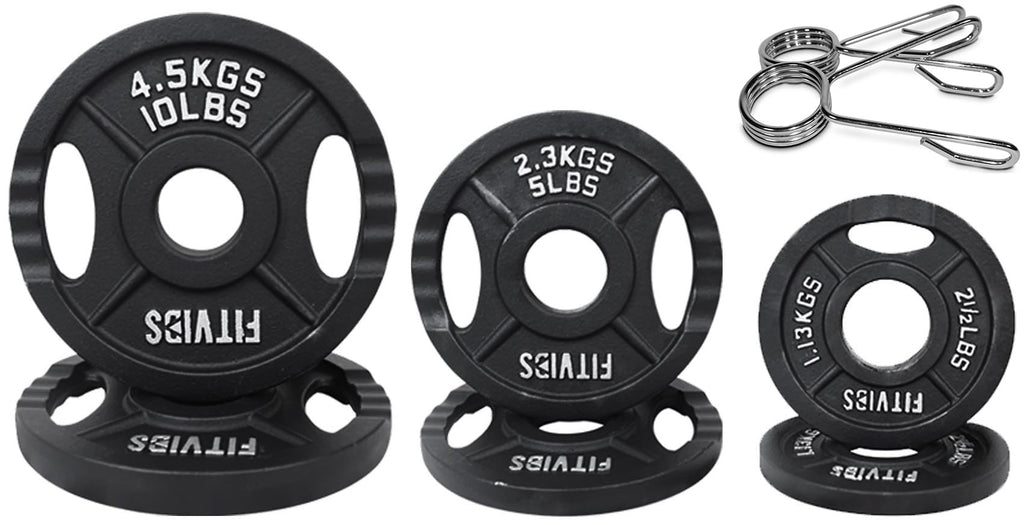 Fitvids Olympic 2-Inch Cast Iron Plate Weight Plate For Strength Training And Weightlifting, Two Hole Style, 35Lb Set