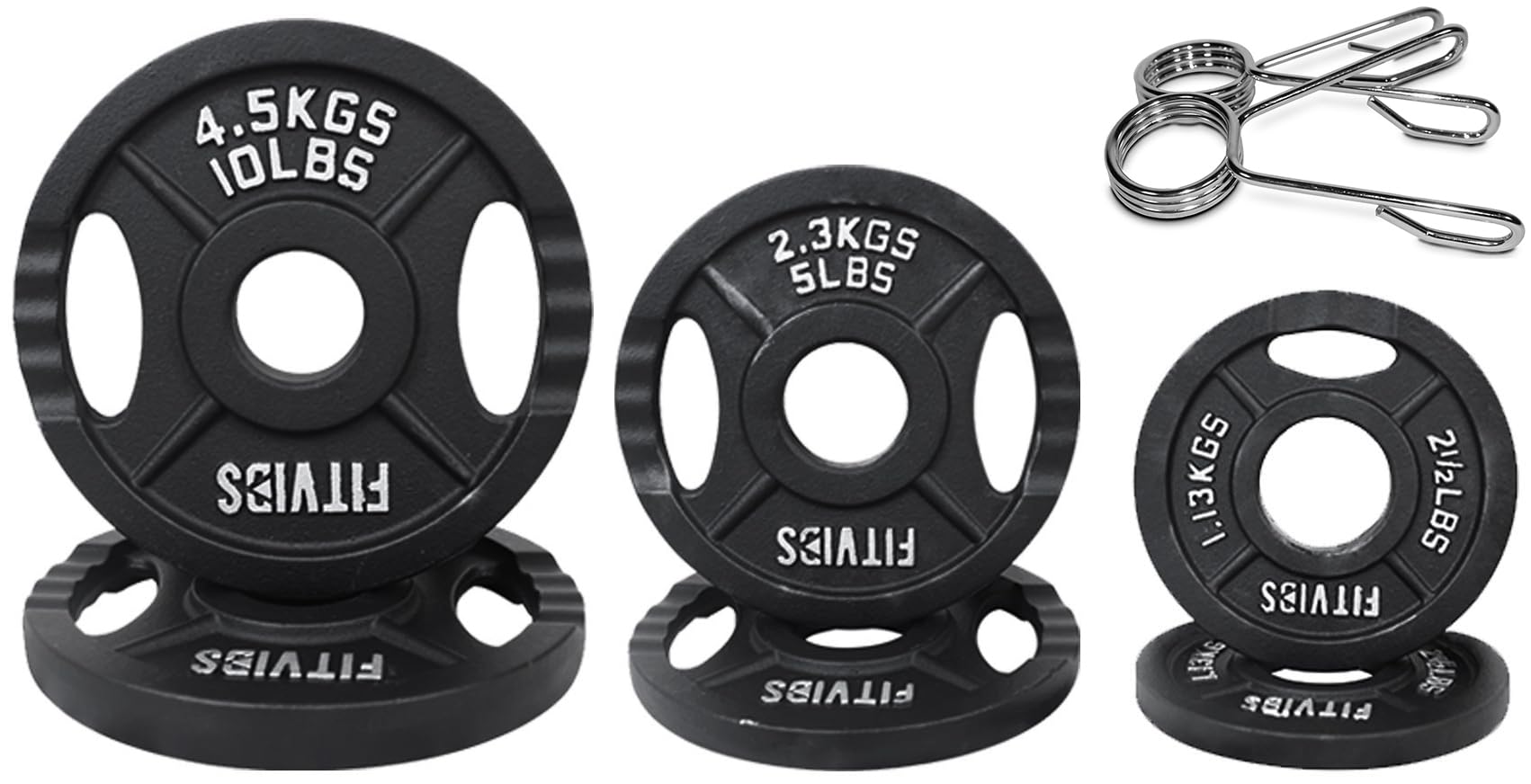 Fitvids Olympic 2-Inch Cast Iron Plate Weight Plate For Strength Training And Weightlifting, Two Hole Style, 35Lb Set