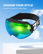 Zionor X Ski Snowboard Snow Goggles Replacement Lenses (Vlt 14% Revo Green Lens)