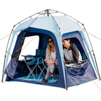 Fofana Pop Up Tents For Camping - 4-Person Dome, Blue - Windproof & Water-Resistant Cold Weather Tent & Pop Up Shelter With 270-
