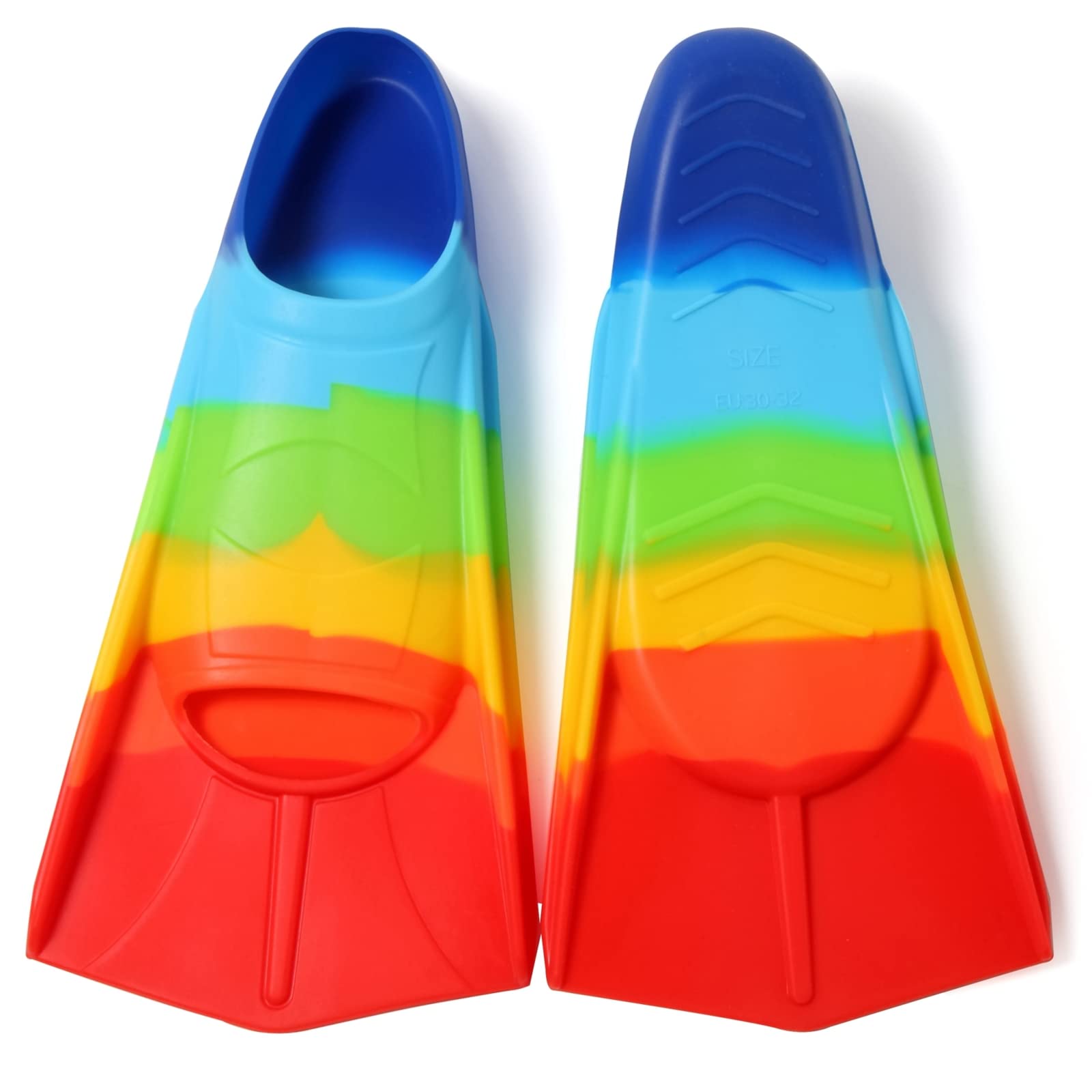 Foyinbet Kids Swim Fins,Short Youth Fins Swimming Flippers For Lap Swimming And Training For Child,Girls,Boys Rainbow Xxs