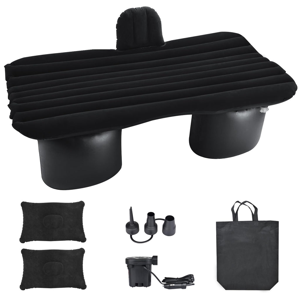 Novelbee Inflatable Car Air Mattress Back Seat Bed With Round Air Foot Piers,Inflatable Camping Air Mattress Blow Up Bed,Portabl