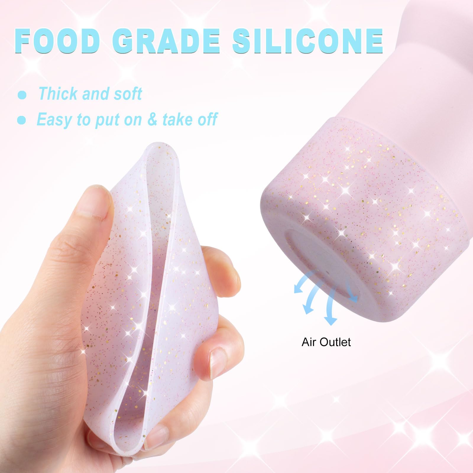 Silicone Boots For Stanley Cup 20-40 Oz, Glitter Boot For Stanley Iceflow 20 30 Oz, Bottom Protector Sleeve For Hydroflask 12-24