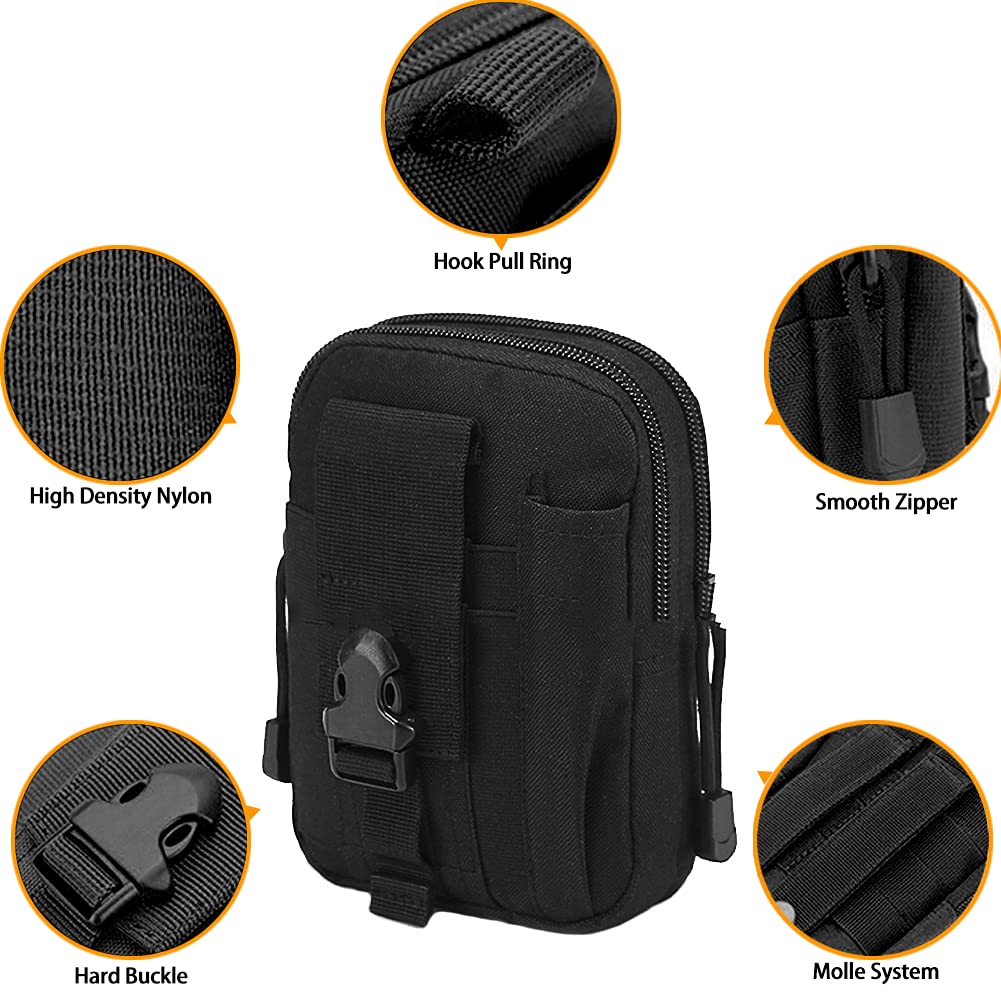 Nucamper Tactical Molle Edc Waist Pouch Compact Bag, Multi-Purpose Utility Tactical Pouch Belt Cell Phone Holder For Workout Hik